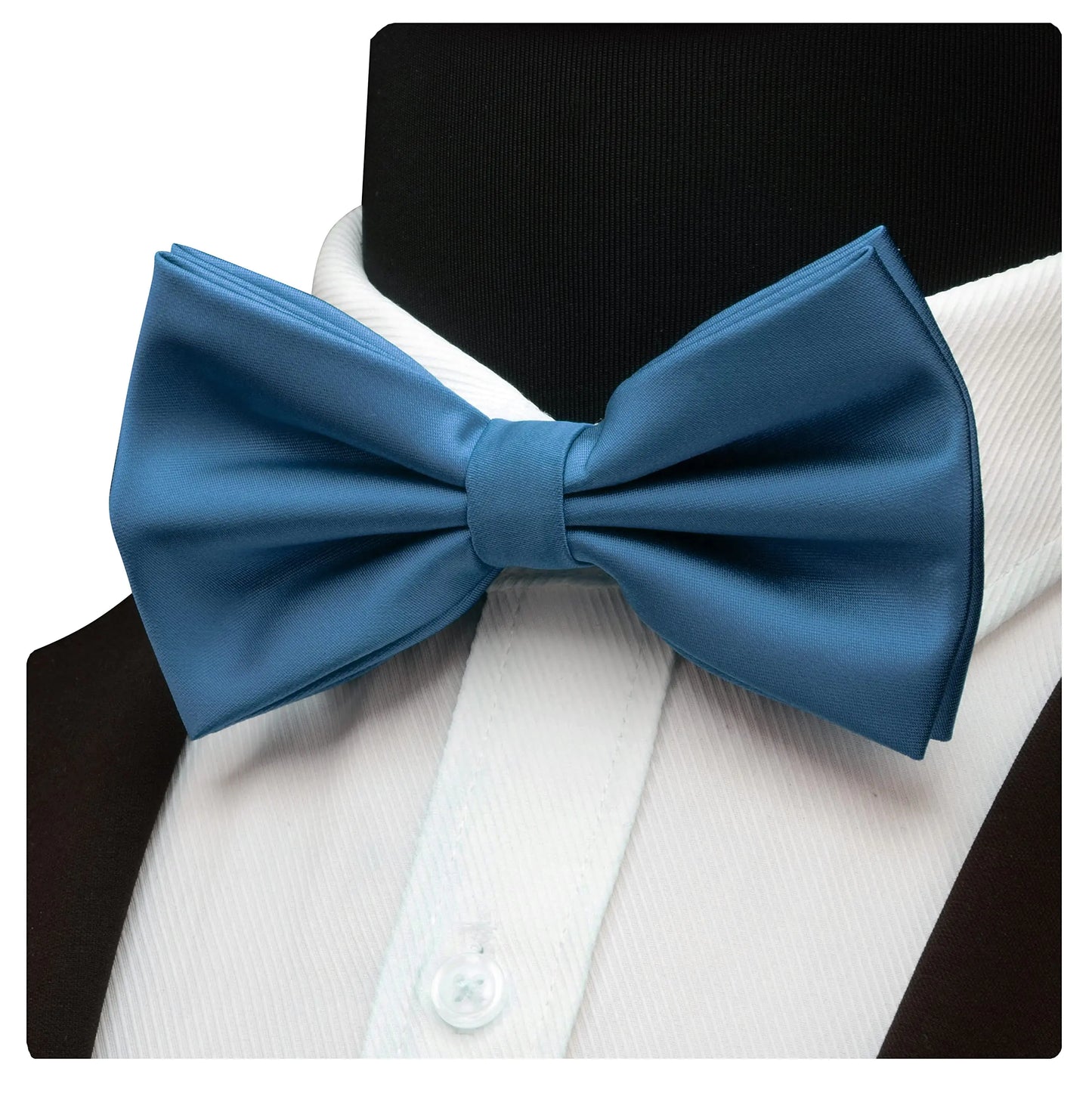 GUSLESON Men's Teal Blue Bow Tie & Pocket Square Set