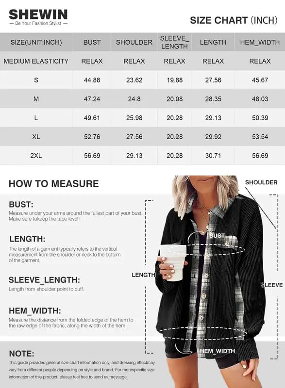 SHEWIN Womens Waffle Knit Plaid Shacket