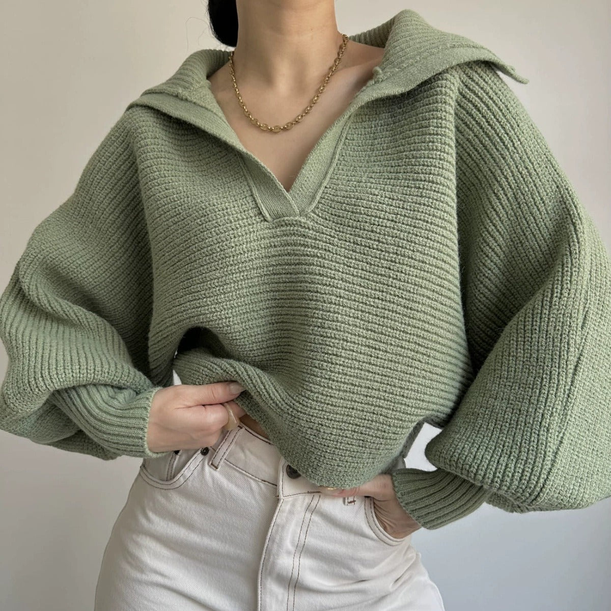 Knitted Sweater Collar Pullover Women
