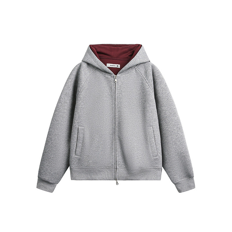Retro Simple Loose Hooded Cardigan Sweatshirt