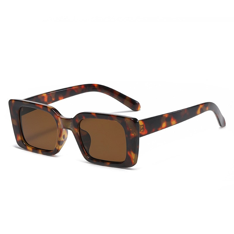 Rectangle Sunglasses Women Retro Leopard Shades UV400