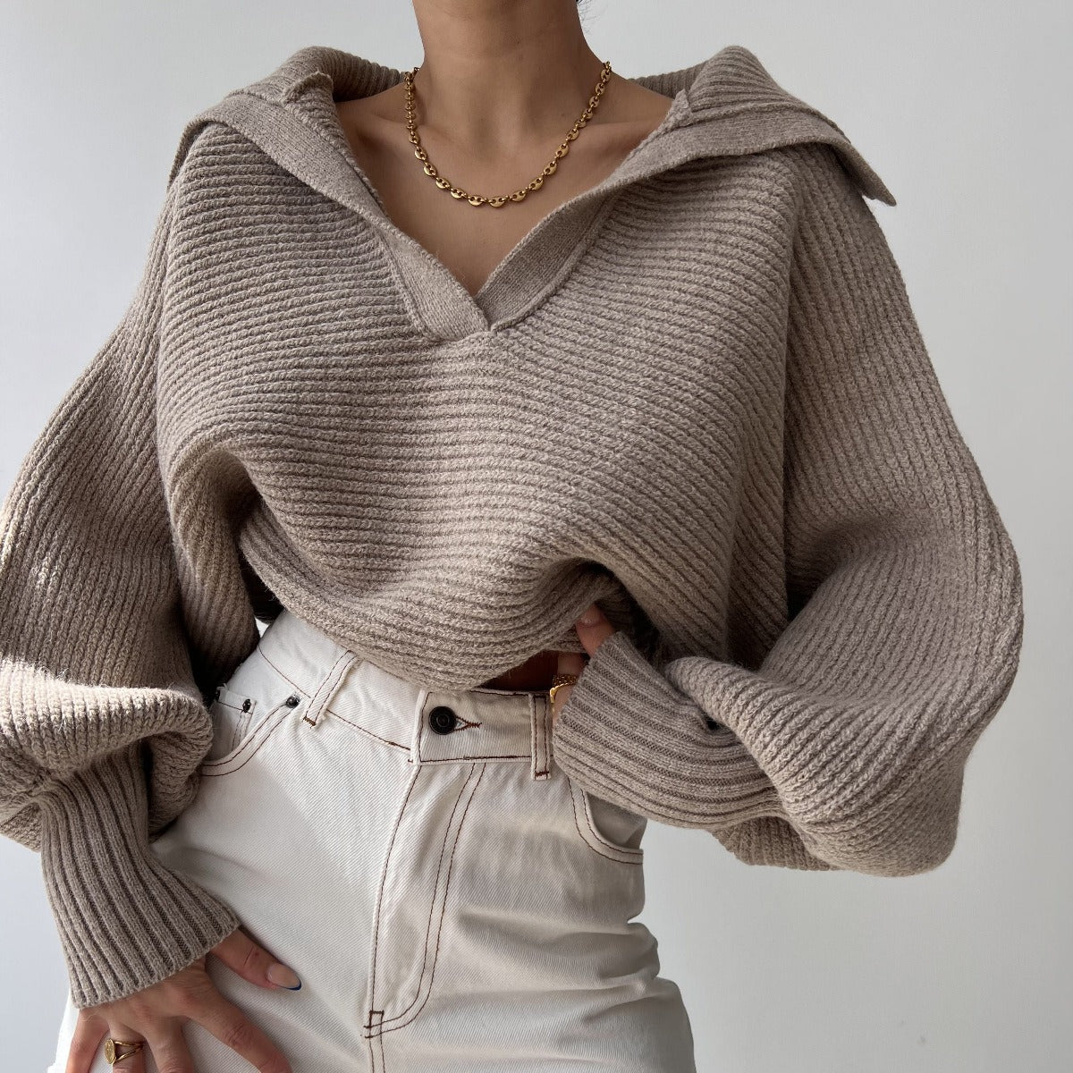 Knitted Sweater Collar Pullover Women