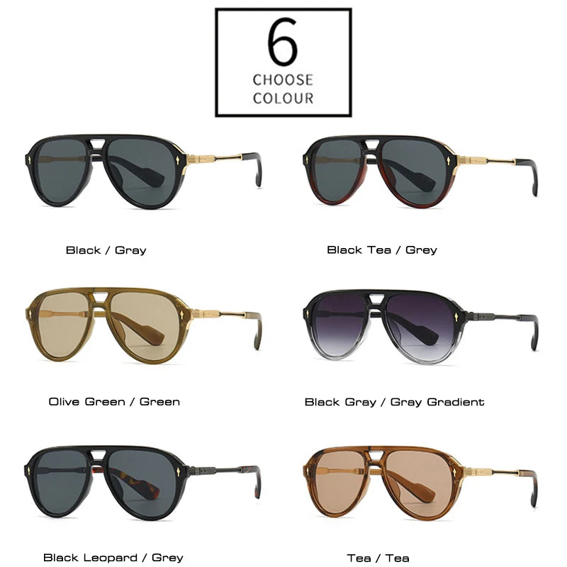 Retro Double Bridges Pilot  Sunglasses