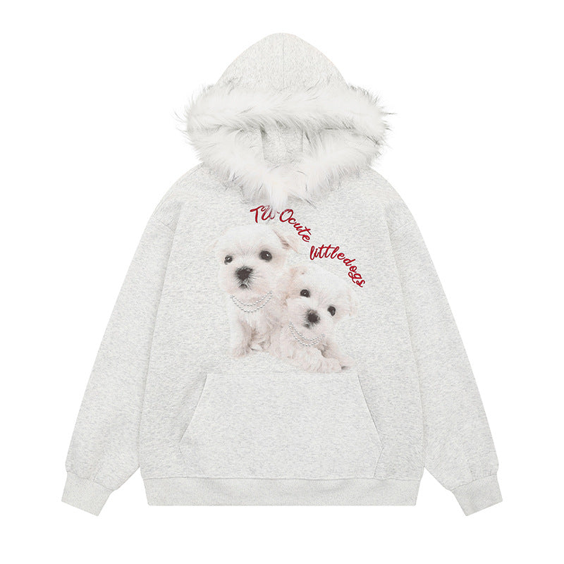 Fleece-Lined Hoodie Unisex Casual Loose Sweatshirt
