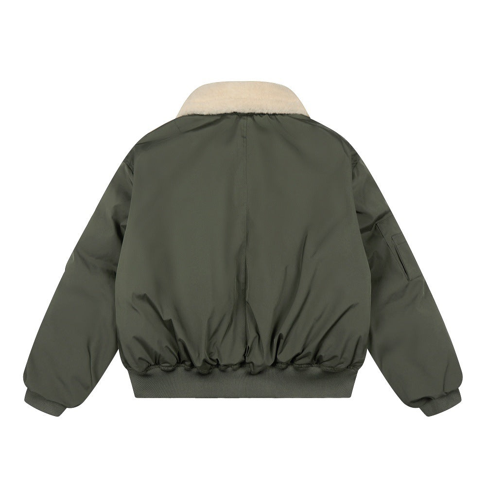 Motorcycle suit with fur collar and cotton jacket