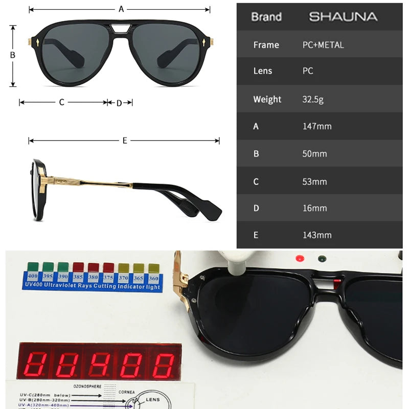 Retro Double Bridges Pilot  Sunglasses