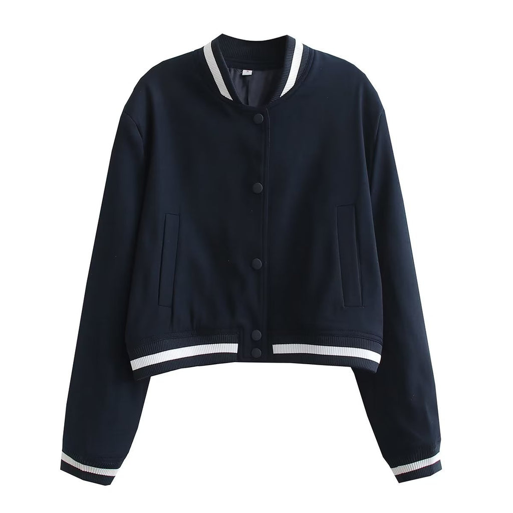 Spring New Product European and American Style Women's Baseball Jacket Stand up Collar Jacket for Women
