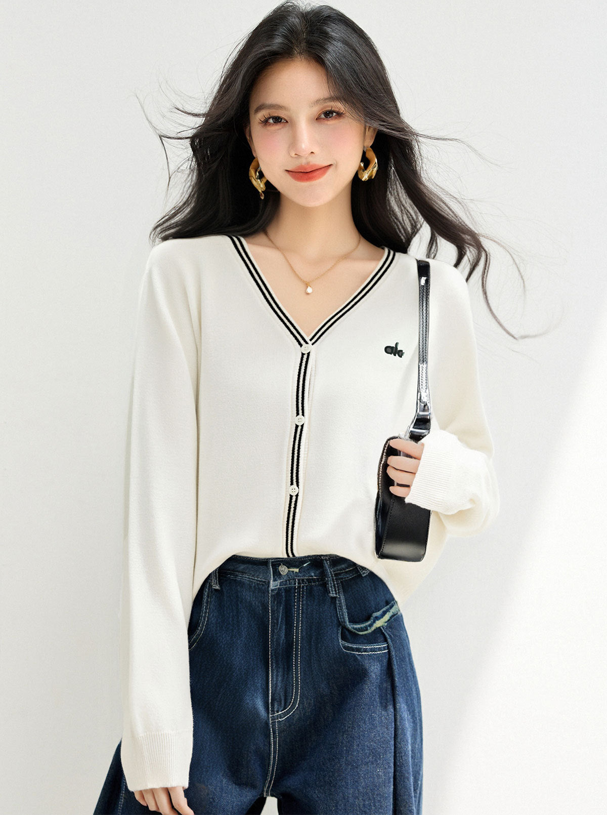 style Patchwork Knitwear Women's Autumn/Winter Sweater with Design Top