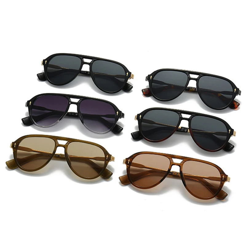 Retro Double Bridges Pilot  Sunglasses