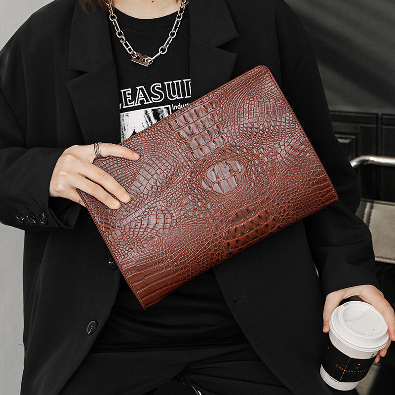 Men’s Croc-Texture Clutch Bag