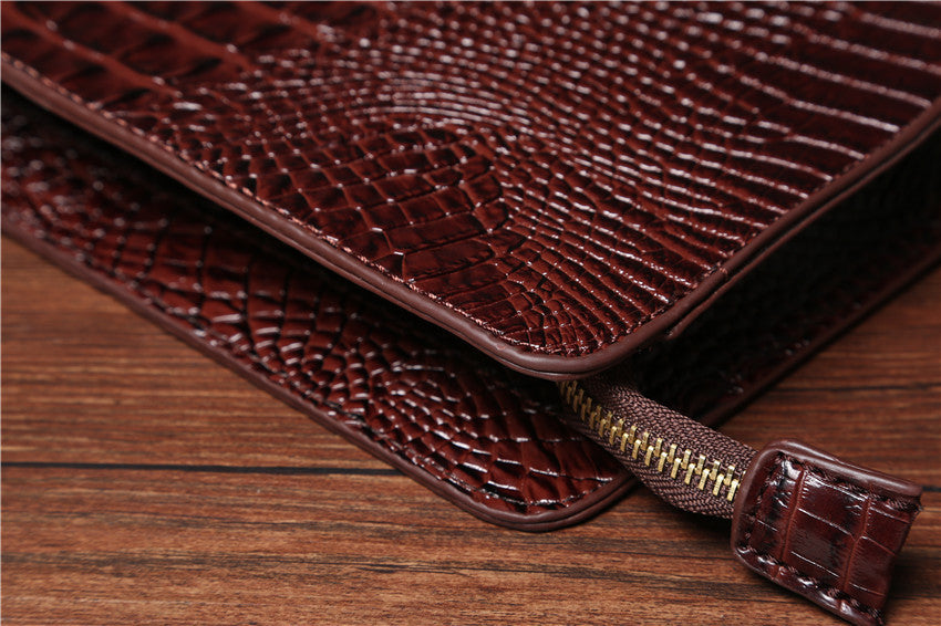 Men’s Croc-Texture Clutch Bag