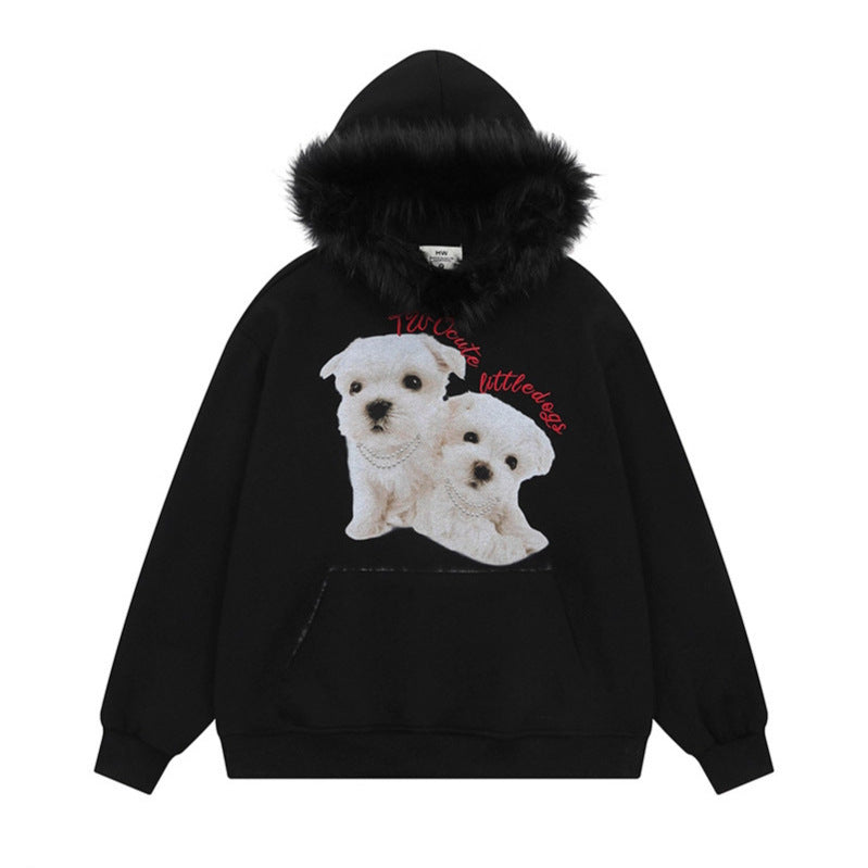 Fleece-Lined Hoodie Unisex Casual Loose Sweatshirt