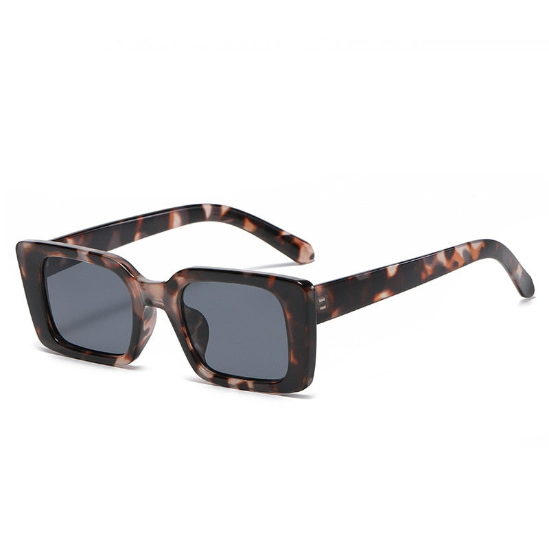 Rectangle Sunglasses Women Retro Leopard Shades UV400