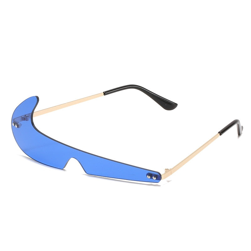 Fashion Unique One Piece Women Sunglasses Vintage Rimless Clear Ocean Lens Eyewear Shades UV400 Men Trending Sun Glasses