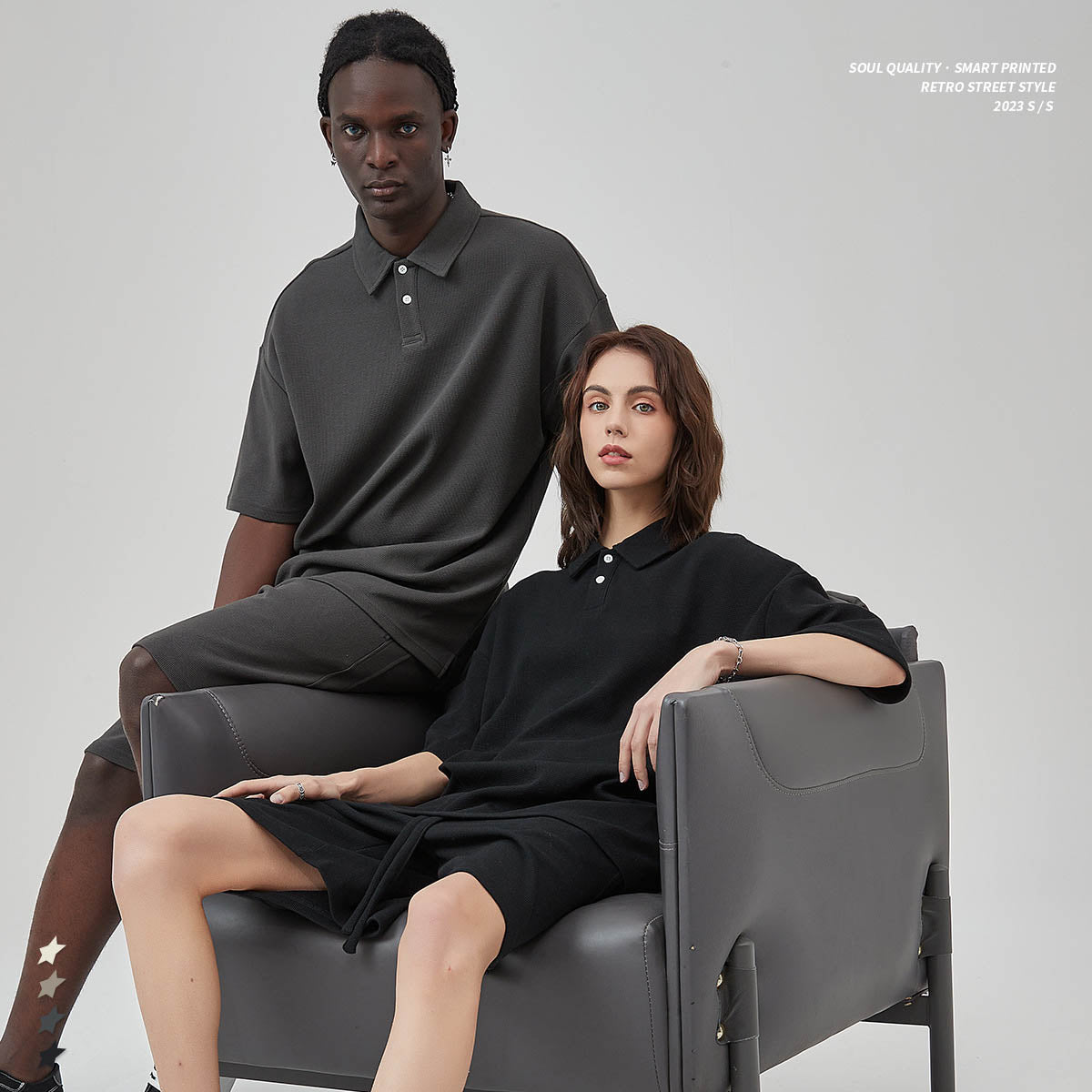 Mens and Womens High End Breathable Diamond Pattern Waffle Shorts Set Loose Casual Top Wide Leg Shorts Set