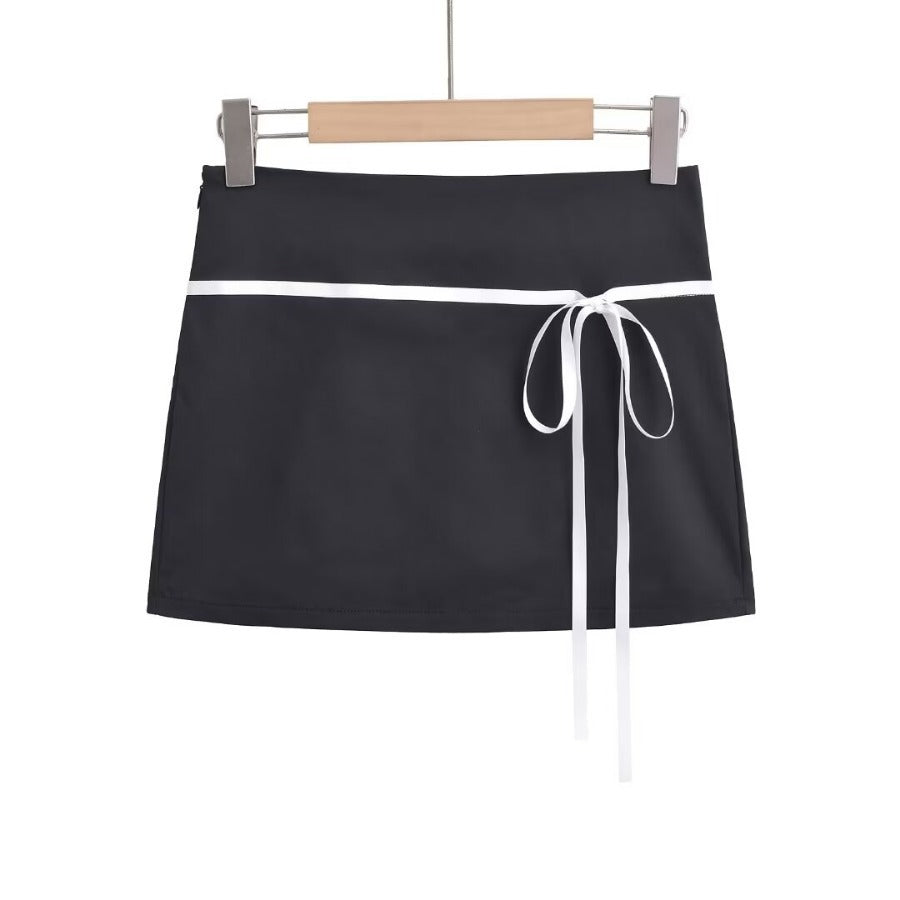 Waist tied bow skirt