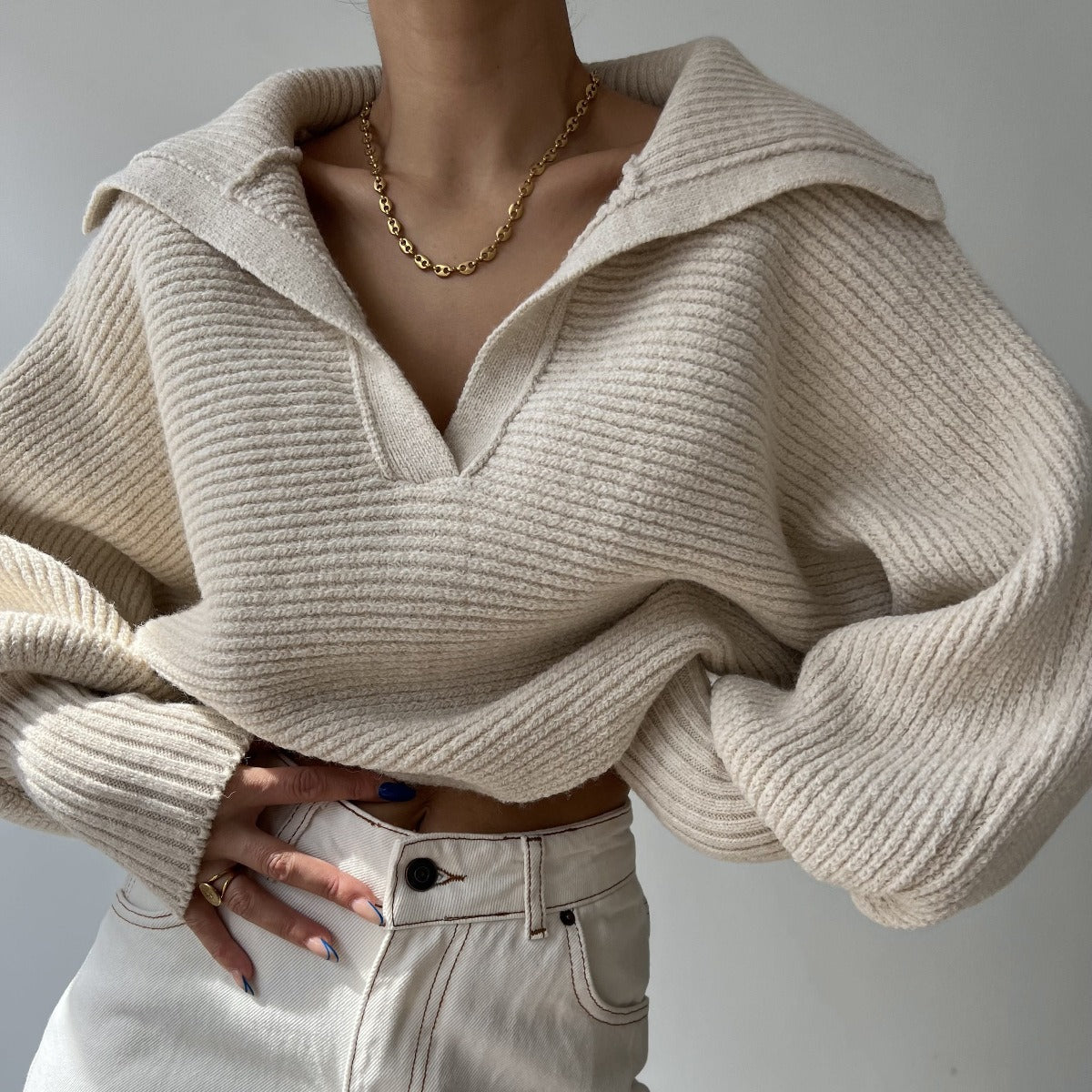 Knitted Sweater Collar Pullover Women