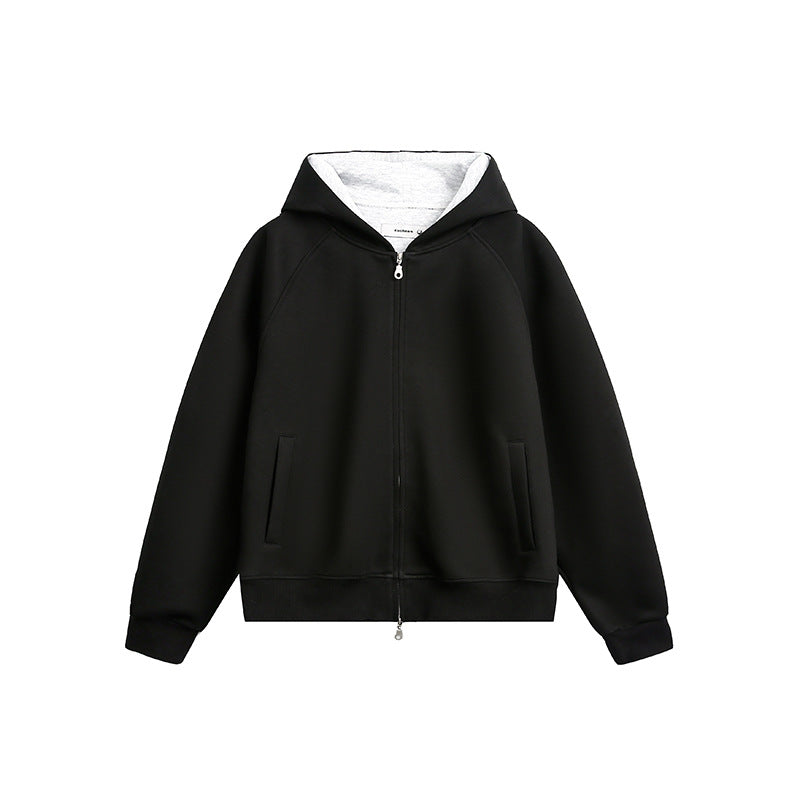 Retro Simple Loose Hooded Cardigan Sweatshirt