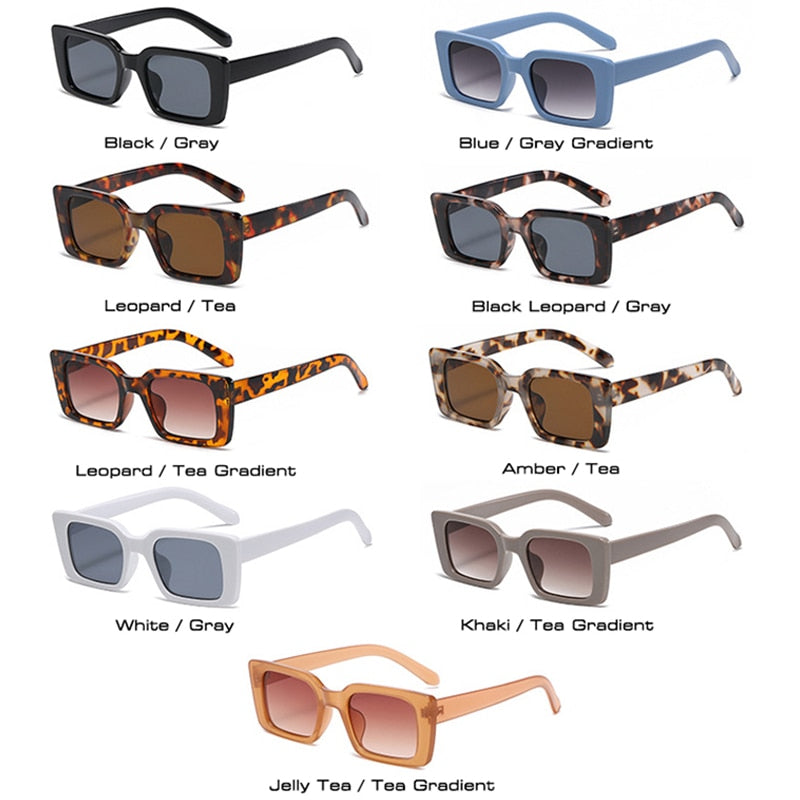 Rectangle Sunglasses Women Retro Leopard Shades UV400