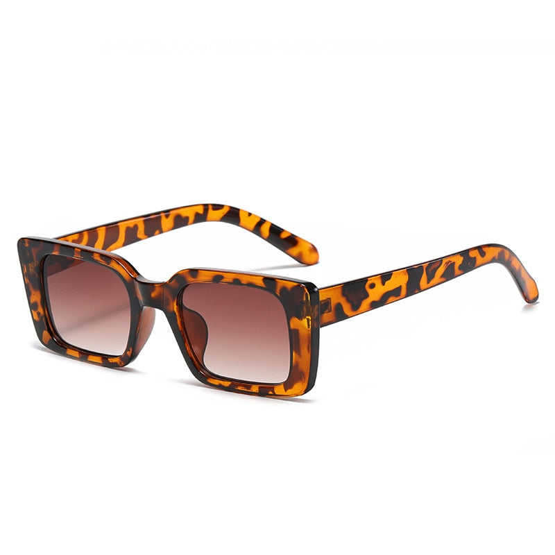 Rectangle Sunglasses Women Retro Leopard Shades UV400