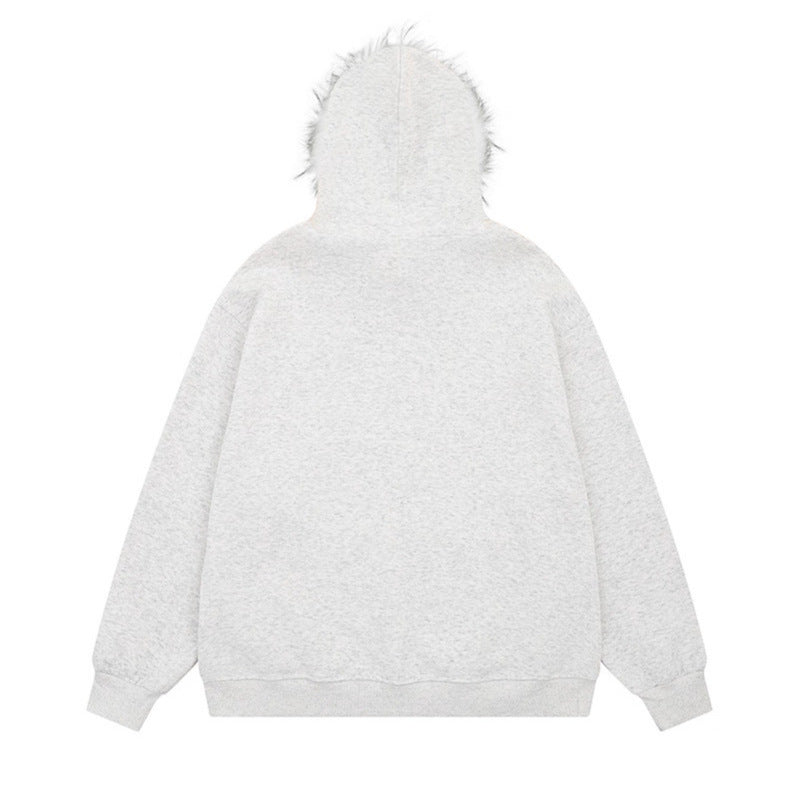 Fleece-Lined Hoodie Unisex Casual Loose Sweatshirt