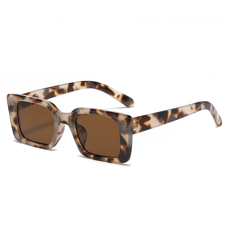 Rectangle Sunglasses Women Retro Leopard Shades UV400