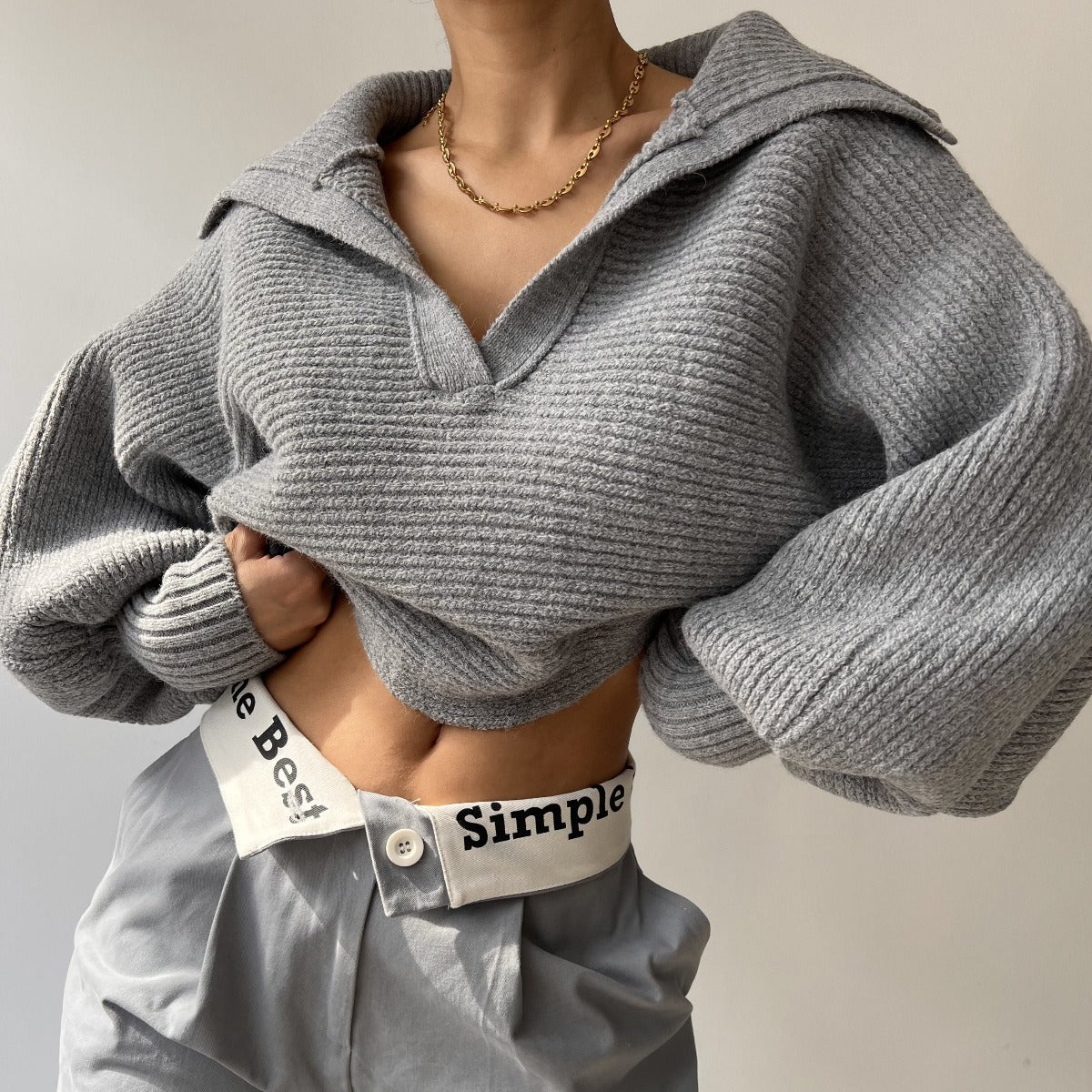Knitted Sweater Collar Pullover Women