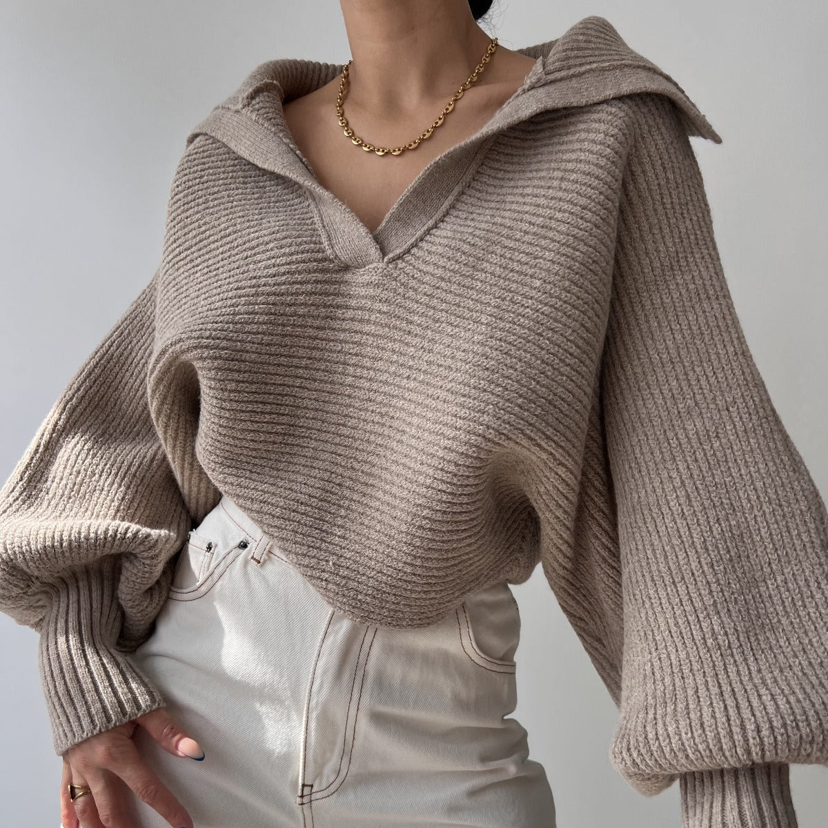 Knitted Sweater Collar Pullover Women