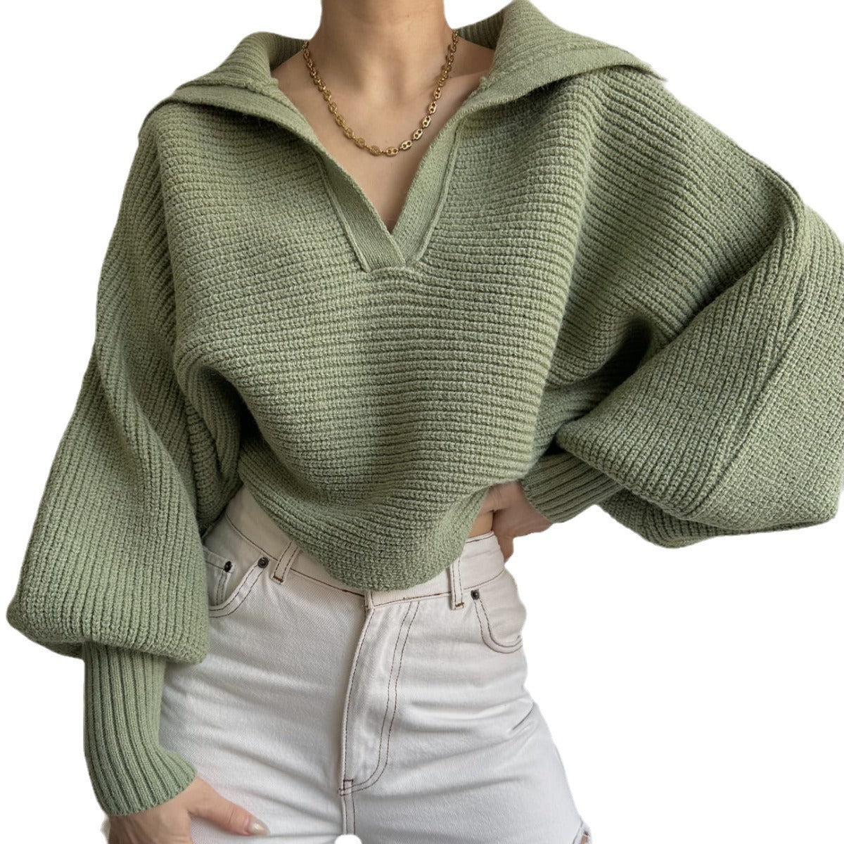 Knitted Sweater Collar Pullover Women