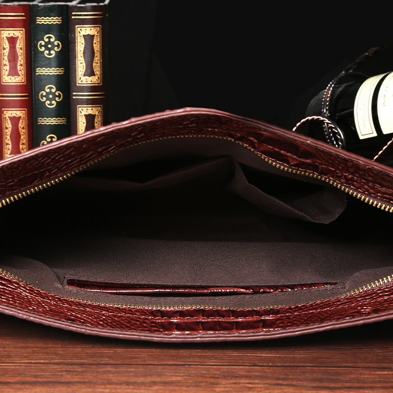 Men’s Croc-Texture Clutch Bag