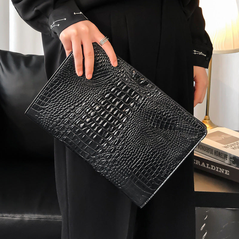 Men’s Croc-Texture Clutch Bag