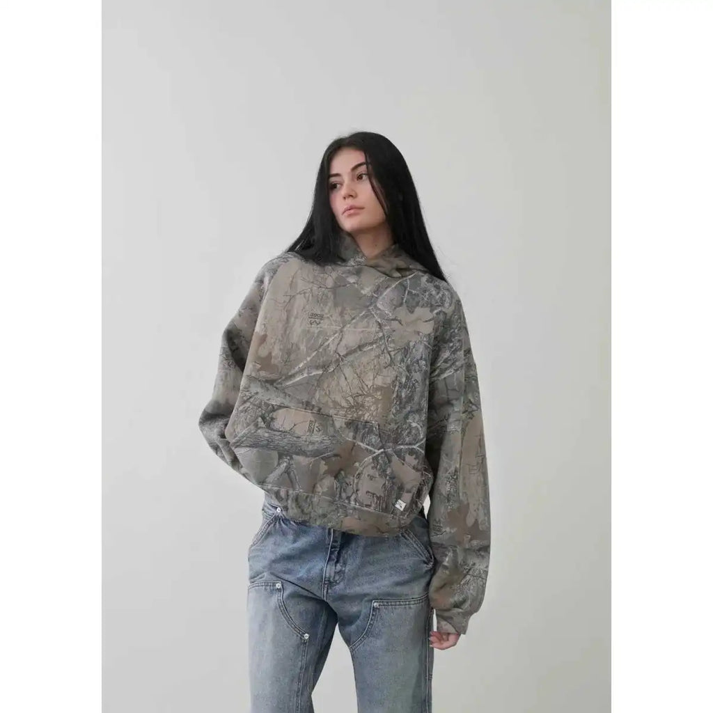 Camouflage Retro Hip Hop Loose Hooded Sweater